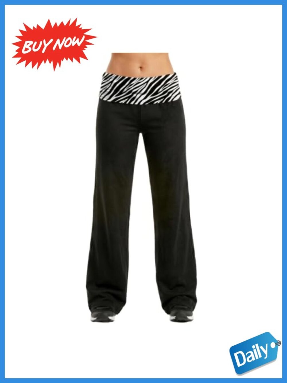 Women's Cotton Fold Over Waist Yoga Pants Flared Lounge Leggings